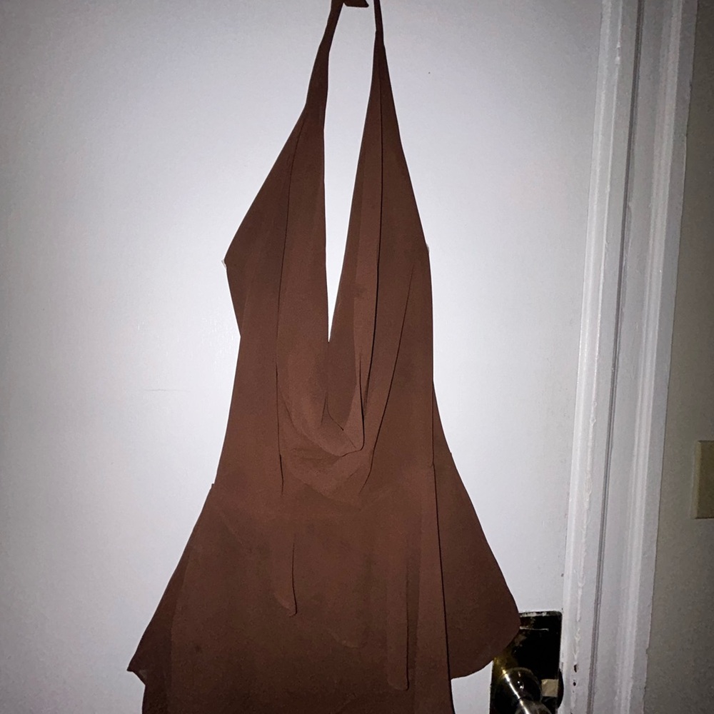 Chic Backless Brown Dress